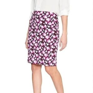 Banana Republic purple floral midi pencil skirt size 4P